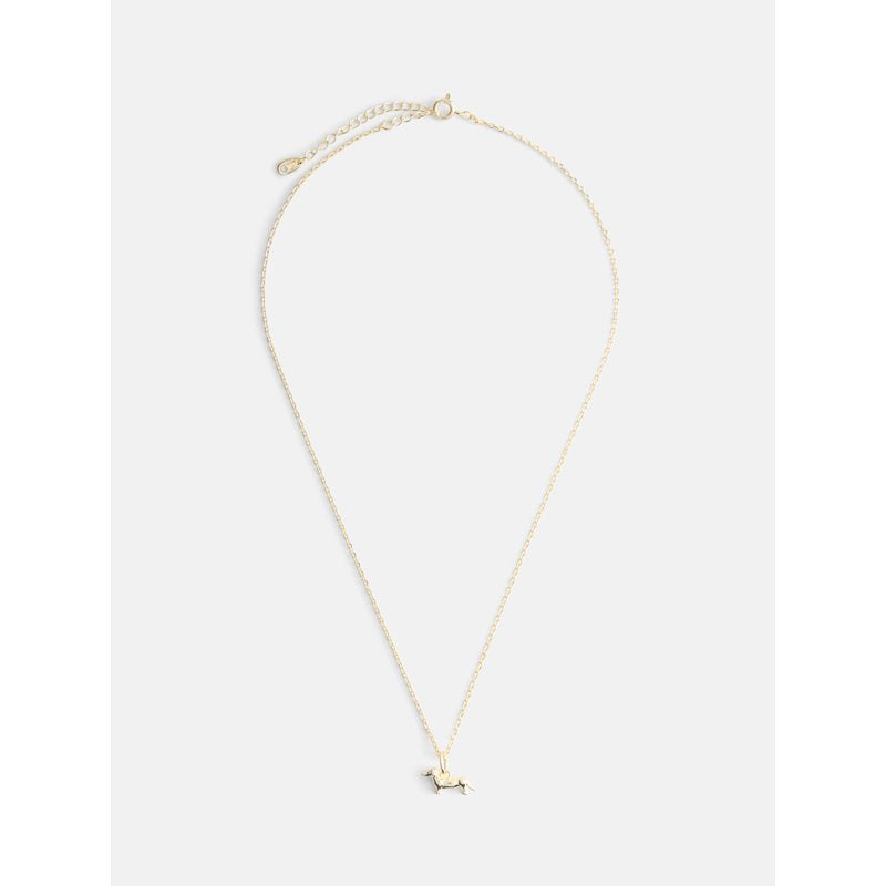 Women's Gold Plated Dachshund Pendant Necklace 16" + 2" Extender
