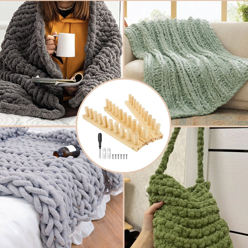 46-Inch Adjustable Chunky Knitting Loom for DIY Blankets & Crafts