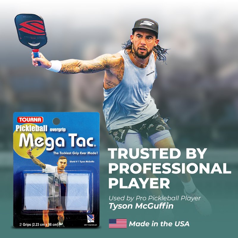 (2 Pack) Tourna Mega Tac Overgrip - Pickleball, White