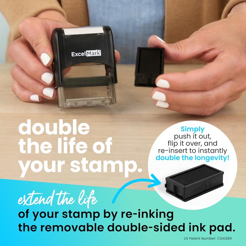 Self-Inking Rubber Stamp with Scanned Impressions - Red Ink Office Stamp