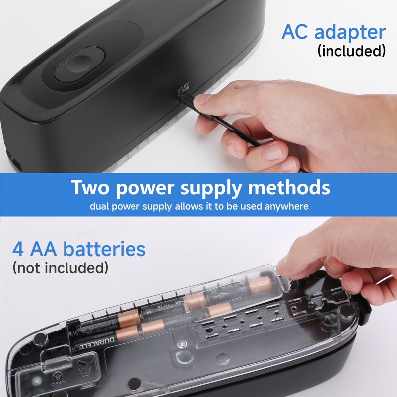 Electric 3-Hole Paper Puncher - 20-Sheet Capacity, Corded & Battery Operated, Office & Home Use