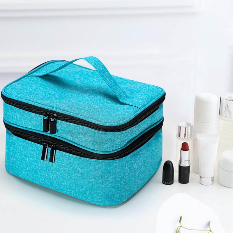 Large Double-Layer Sewing Organizer Box with Pockets and Compartments