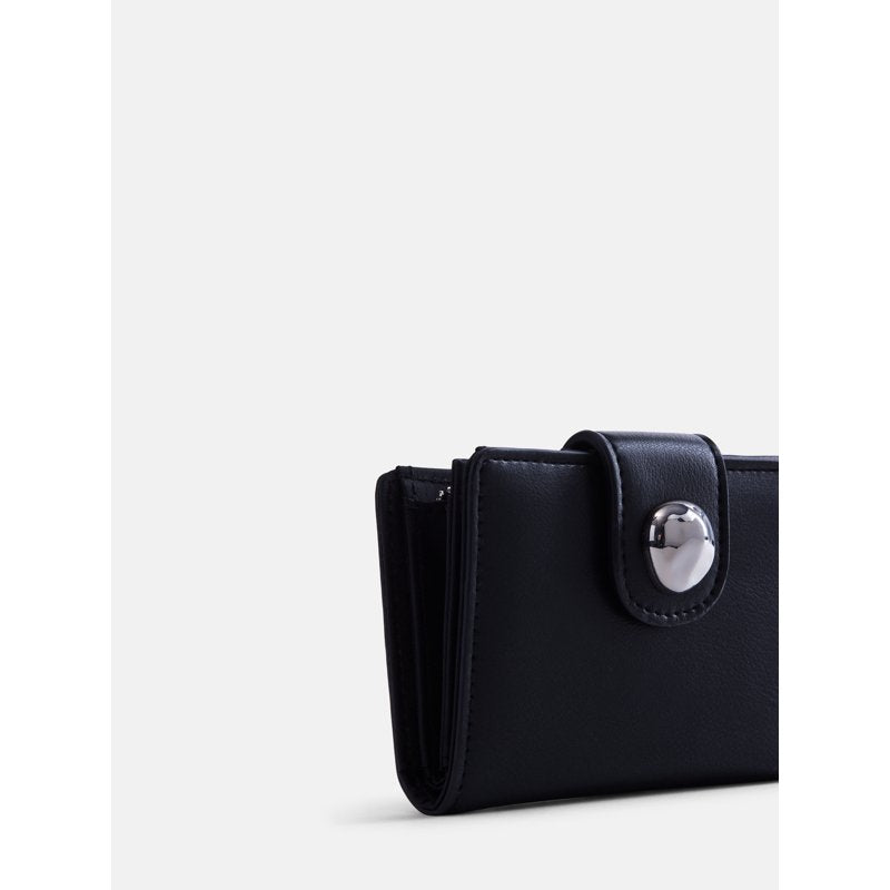 Women's Faux Leather Tab Indexer Wallet with Card Slots - Black & Burnt Olive