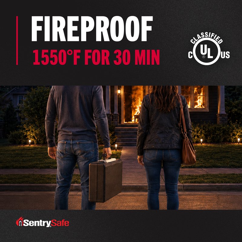 Fire-Resistant Document Safe with Key Lock 0.25 Cu Ft Black