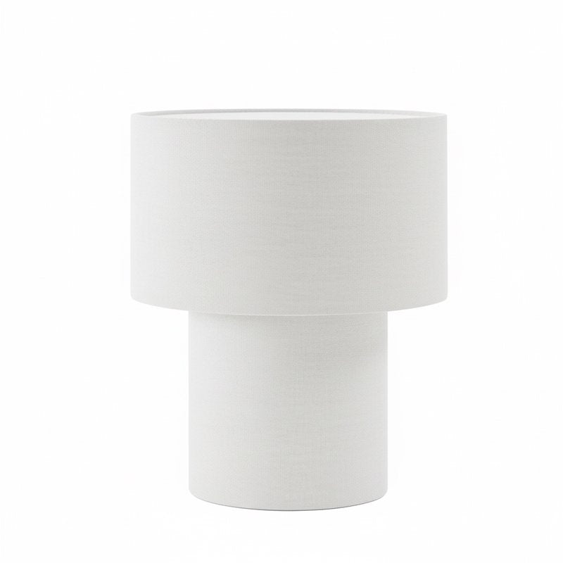 13-Inch White Linen Fabric Table Lamp with Inline Switch