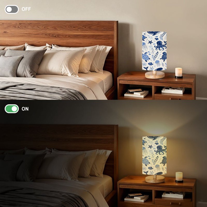 16-Color Dimmable Childrens Nightstand Lamp with Sea Animal Design - Bedside & Nursery Light