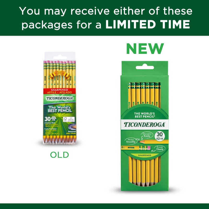 Pre-Sharpened #2 HB Wood-Cased Pencils 30 Count - Soft Lead, Yellow