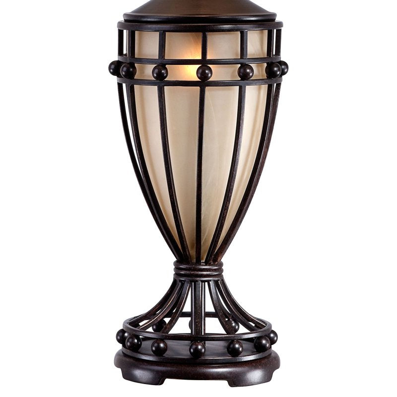Set of 2 Traditional 33-Inch Table Lamps with Nightlight - Beige Fabric Shades