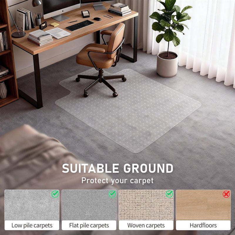 Office Chair Mat for Carpet Floor Protection 120x90cm Transparent PVC