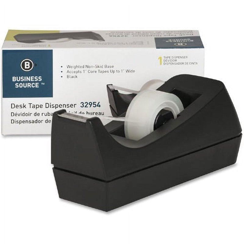 Desktop Tape Dispenser for Standard 1/2" & 3/4" Tape Rolls - Heavy Duty Plastic, Nonskid Base