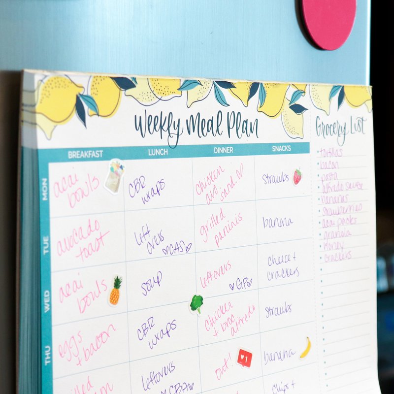 Horizontal Meal Planning Pad with Magnets - Lemons, 8.5 x 11 Inches, Grocery List