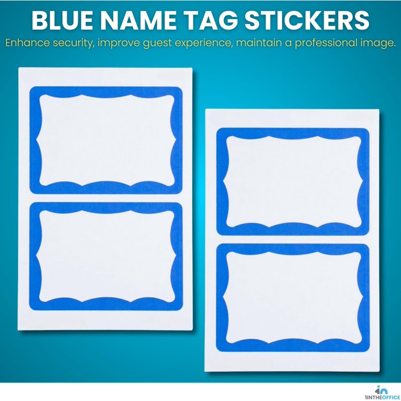 Self-Adhesive Name Tag Stickers - Blue Labels, Removable, 100 Pack
