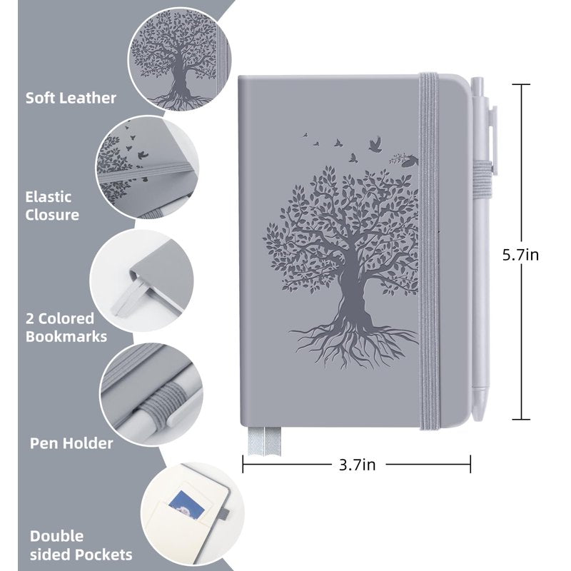 Alkalo 3 Pack Compact Pocket Journaling Notebooks - Small A6 Diaries with Pen Holder, 120 Pages Thick Paper