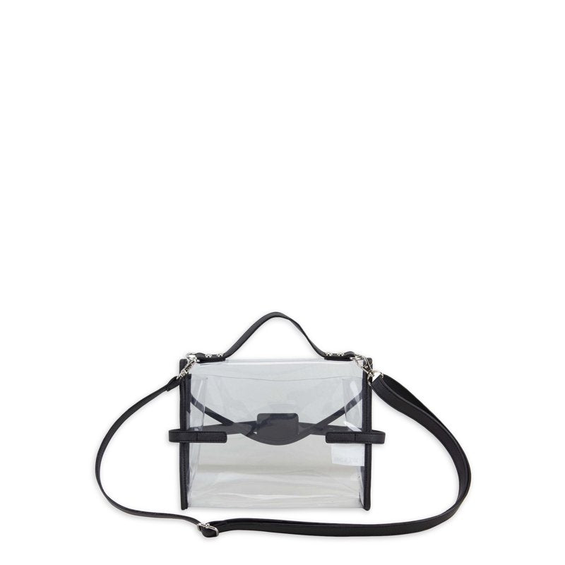 Clear TPU & PU Crossbody Bag with Metal Turnlock - Stadium-Approved