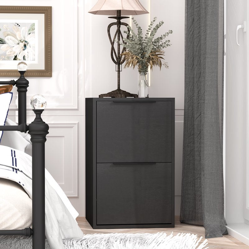 Wooden File Cabinet 2 Drawer Vertical Storage for Office - Black & Walnut Options