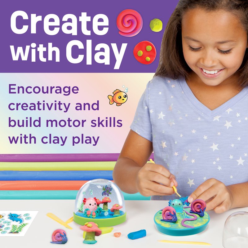 Water Globe Craft Kit with Axolotl Figures for Kids - Make 2 Snow Globes