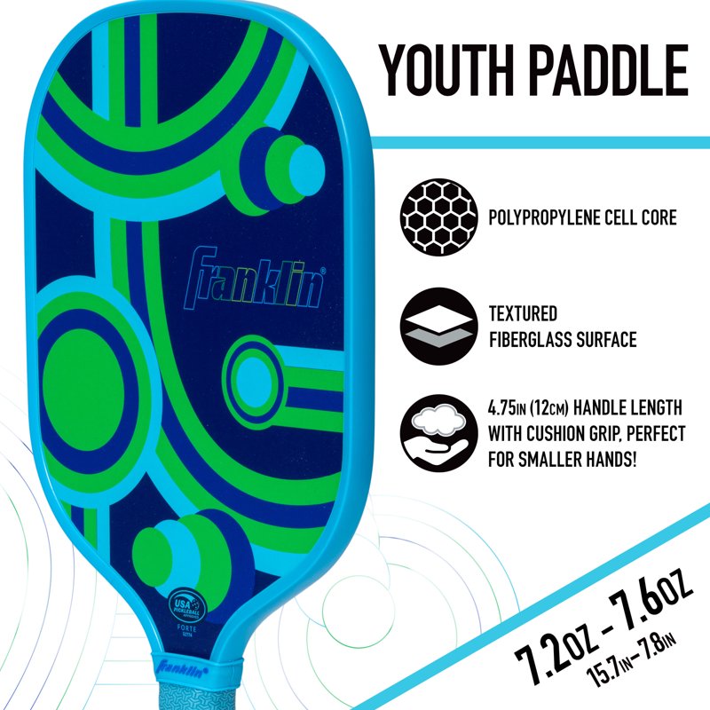 Junior Pickleball Paddle - 10mm Polypropylene Core, Textured Surface