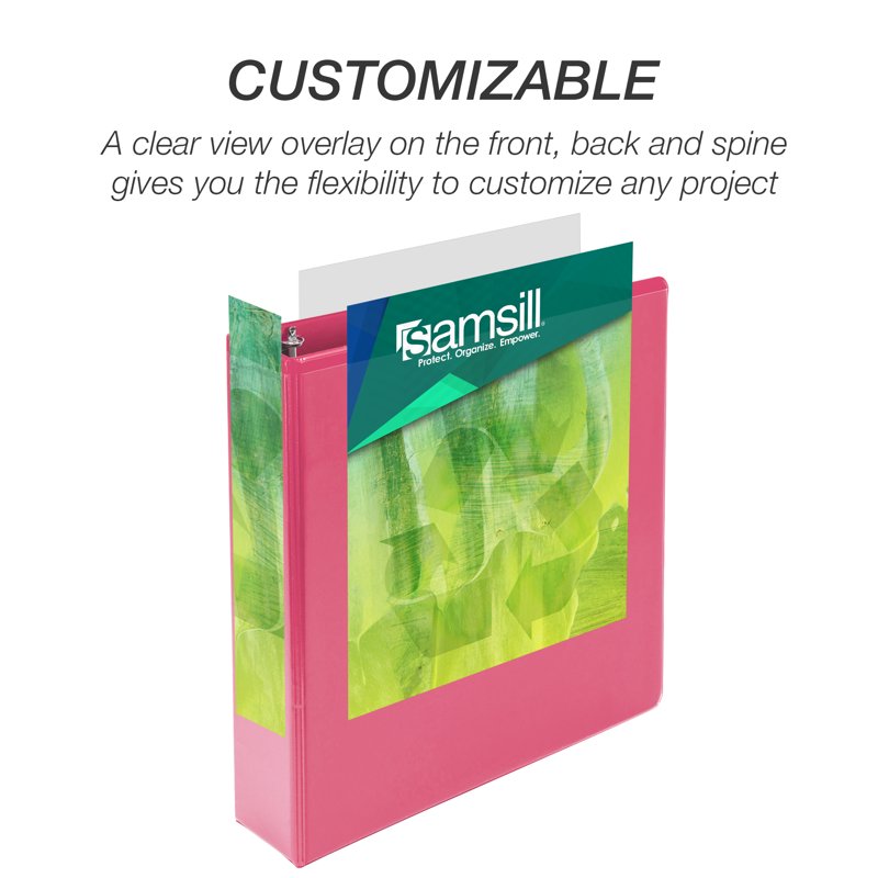 Eco-Friendly Pink 2-Inch Round Ring View Binder - Durable & Sustainable, 425 Sheets