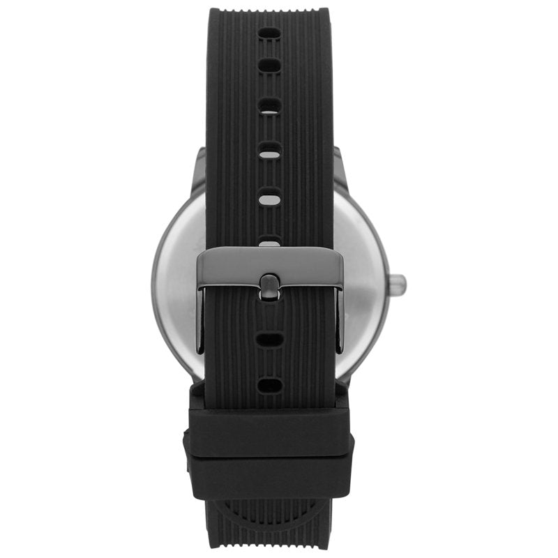 Men's Minimalist Quartz Watch with Black Dial and Silicone Strap