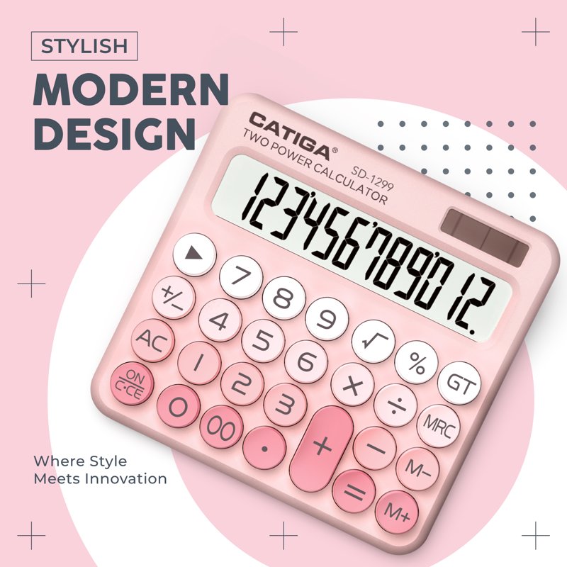Mechanical Switch Calculator with Dual Power & Retro Design - 12-Digit Desktop Calculator