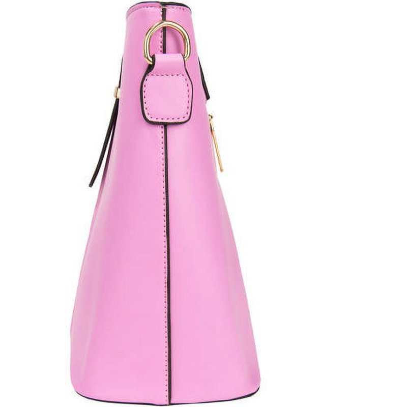 Women's Leatherette Shoulder Bag with Buckle - Purse with Multiple Compartments