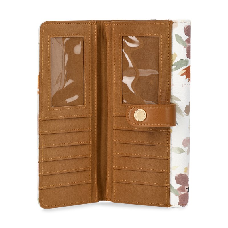 Women's Faux Leather Floral Wallet with Card Slots & Zipper Pocket