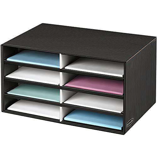 Decorative Letter Organizer with 8 Compartments - Black & Gray Pinstripe
