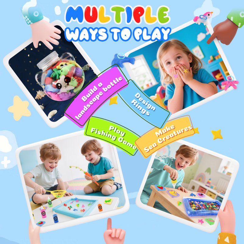 Kids Water Gel Craft Kit with 20 Molds for DIY Sea Creatures & Aquarium Scenes