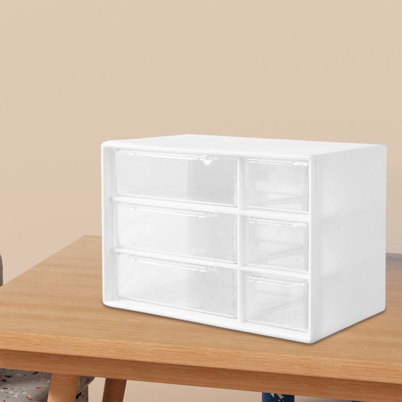 Stackable Desk Organizer with 6 Drawers, Clear Plastic Storage Box for Office Supplies