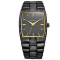 Men's 37mm Tonneau Crystal Watch - Gunmetal Tone with Adjustable Strap