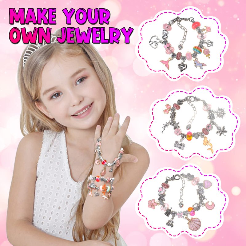 Kids Jewelry Making Kit for 5-12 Year Old Girls - DIY Charm Bracelets Set