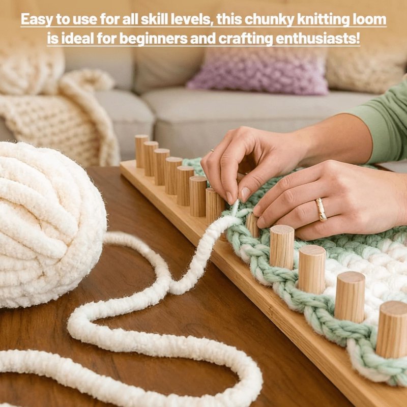 Wooden Knitting Loom Set for Beginners - Portable Yarn Craft Kit for Blankets & Accessories