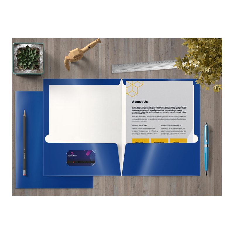 Blue 2-Pocket Laminated Folder - Letter Size Office Organization, Pack of 25