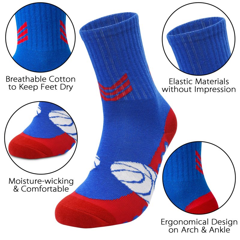 Kids Basketball Socks 3 Pairs Athletic Sports Long Socks for Outdoor Training