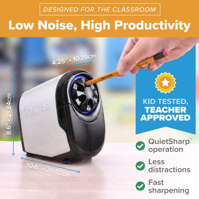 Heavy Duty Electric Pencil Sharpener with Antimicrobial Protection - Classroom Use