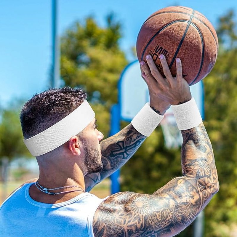 Moisture-Wicking Sports Headbands 6-Pack for Men & Women - Athletic Cotton & Spandex