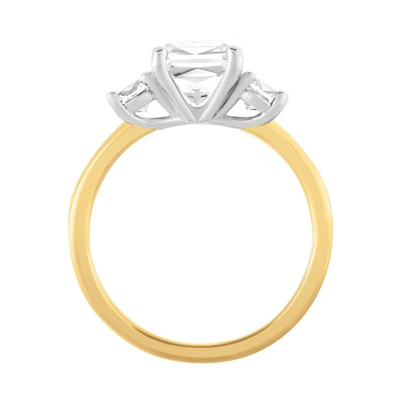 Sterling Silver 14K Yellow Gold Plated White Sapphire Three Stone Engagement Ring