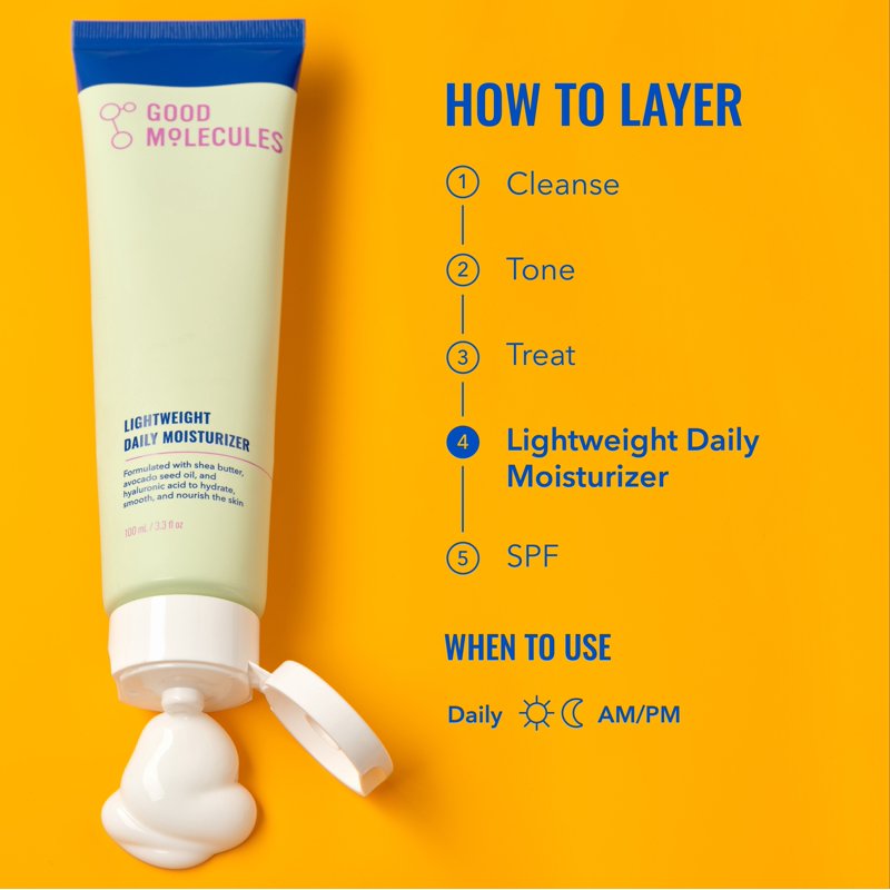 Lightweight Daily Facial Moisturizer with Shea Butter & Hyaluronic Acid - Non-Greasy Hydrating Face Cream 3.3 fl oz