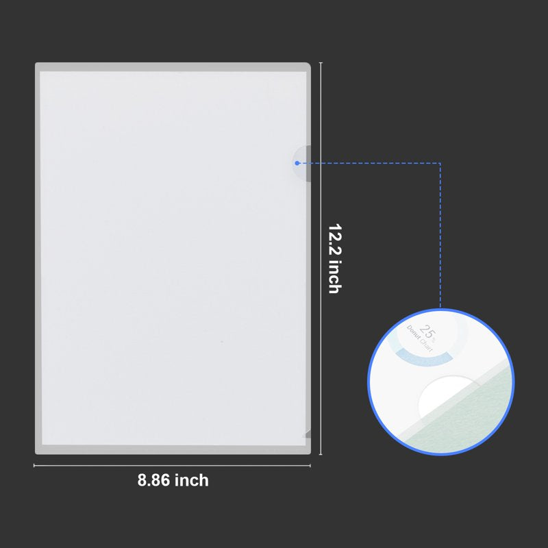 36 Pack L-Type Clear Plastic File Folders for Home School Office