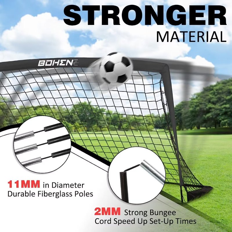 BOHEN 9x5ft Portable Soccer Goal with Carry Bag – Outdoor Backyard Practice, Black
