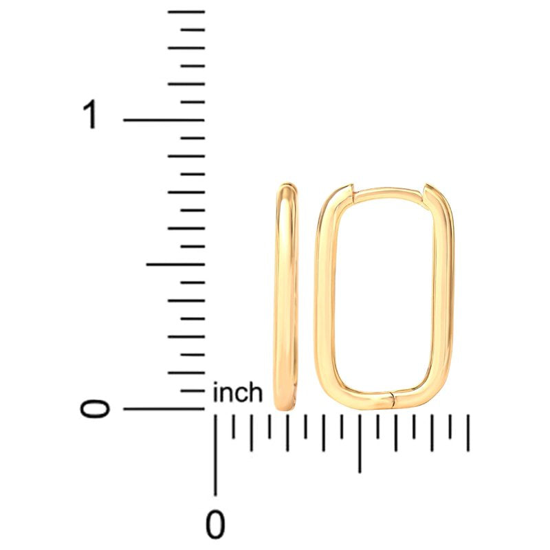 Women’s Gold Plated Sterling Silver Rectangular Hoop Earrings - Modern Jewelry