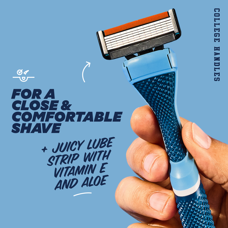 6-Blade Razor Starter Set with Reusable Handle - College Team Colors