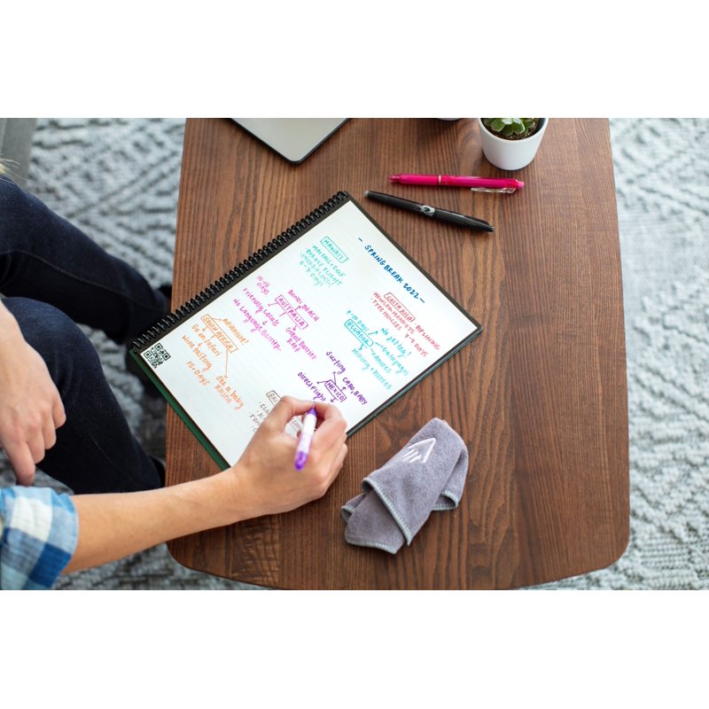 Reusable Spiral Notebook for Digital Notes - Eco-Friendly, 8.5x11 Inch, 32 Pages with Pen and Cloth