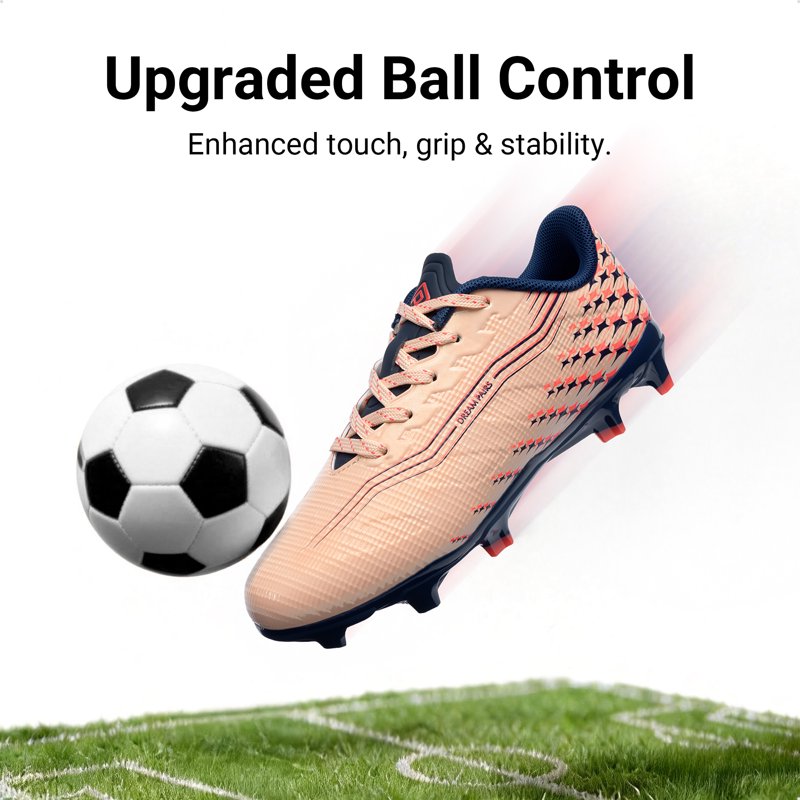 Dream Pairs Kids Soccer Cleats Coral Pink - High-Speed, Lightweight Football Shoes (Variation 6)