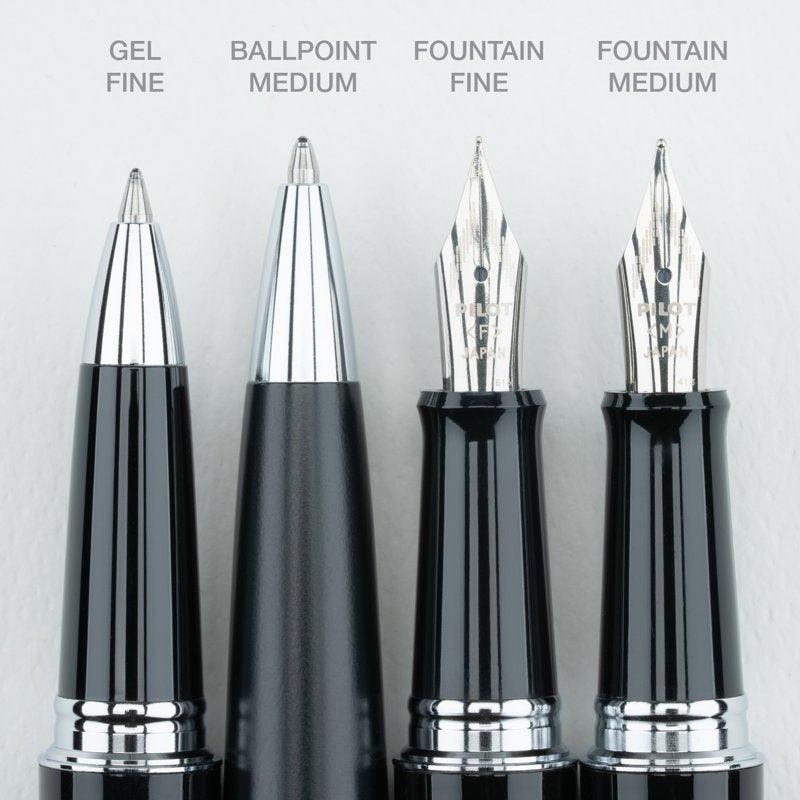 Fountain Pen with Black Gloss Brass Barrel and Medium Nib