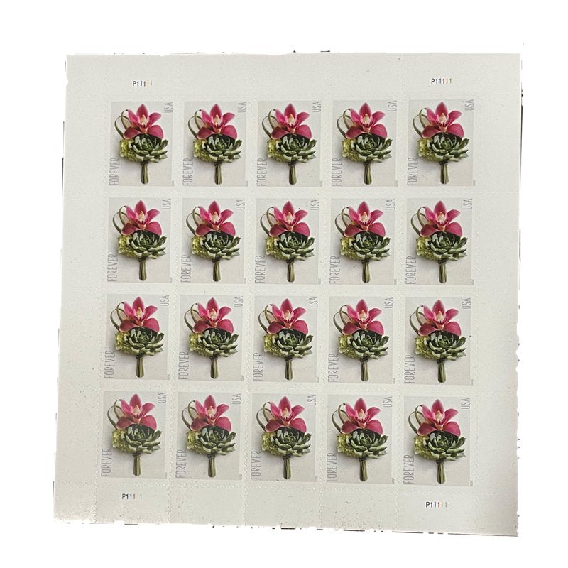 20 USPS First Class Forever Wedding Postage Stamps - Contemporary Boutonniere