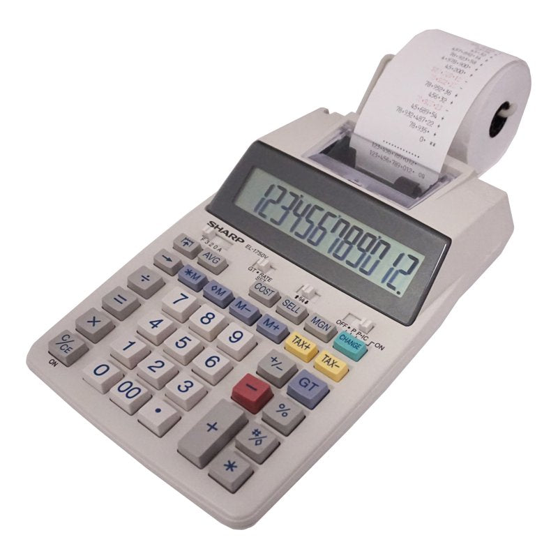 Sharp EL1750V Printing Calculator with Antimicrobial Protection and Large Display