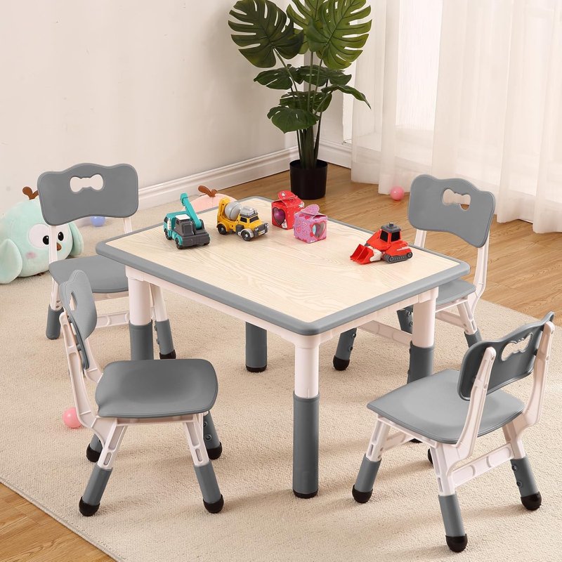 Kids Adjustable Table and Chair Set for Learning & Play - Graffiti Desktop, Non-Slip Legs