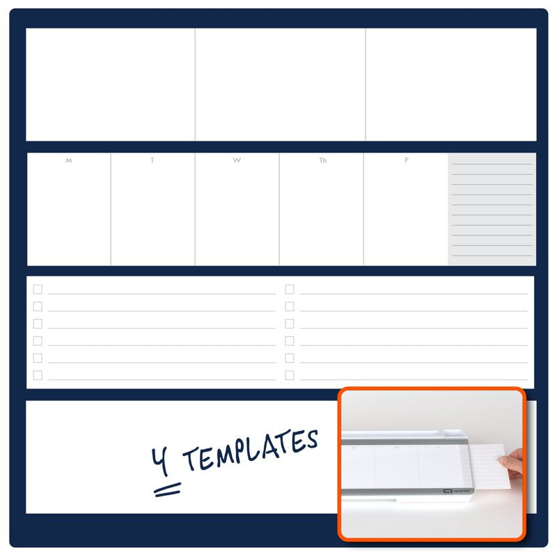 Glass Dry Erase Desktop Pad 18x6 Inches with Storage & Templates