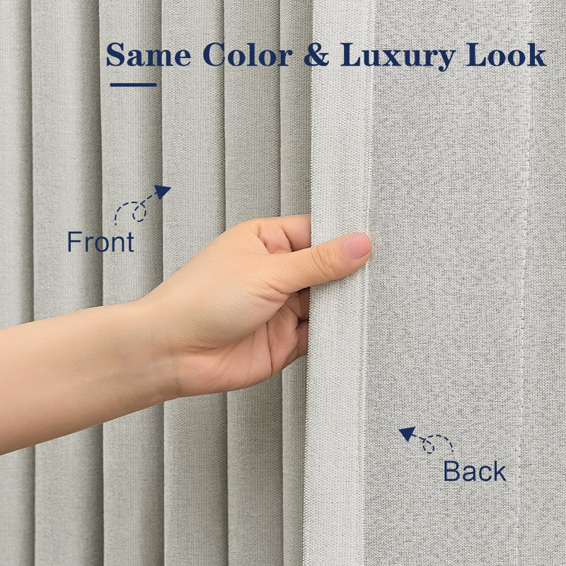 Blackout Thermal Insulated Curtains with Embroidered Trim - Room Darkening Drapes, 52x96 Inches, Pack of 2